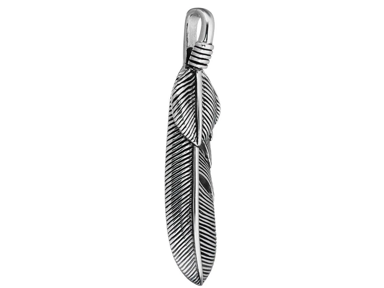 1 Native Feather pendant stainless steel 60mm blacken charm