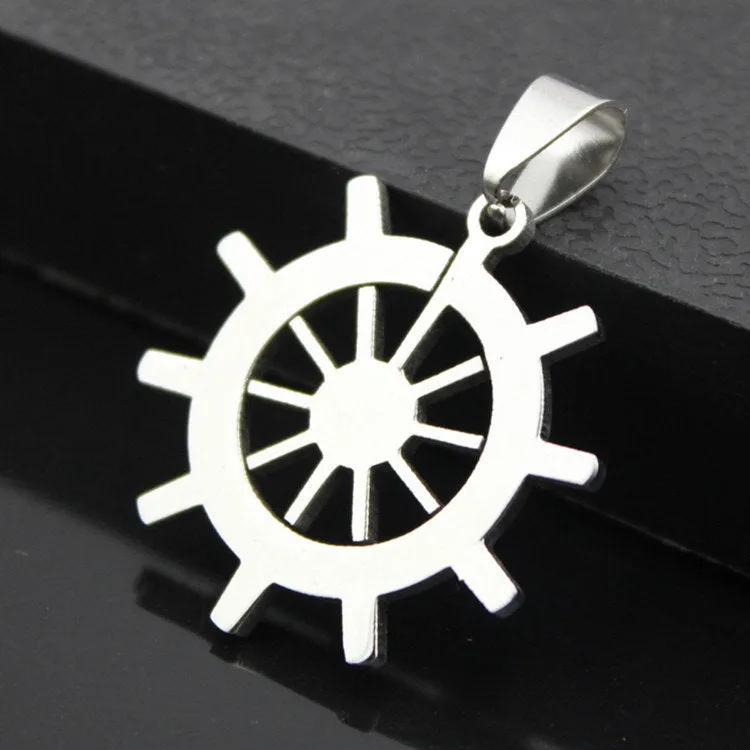1 Ship wheel pendant stainless steel hypoallergenic