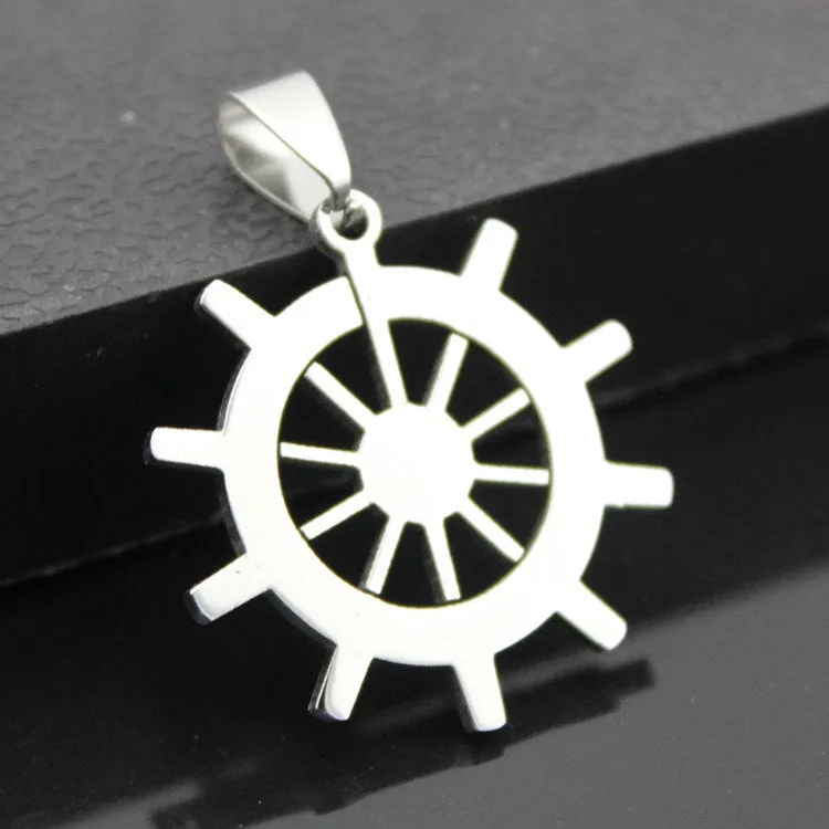 1 Ship wheel pendant stainless steel hypoallergenic