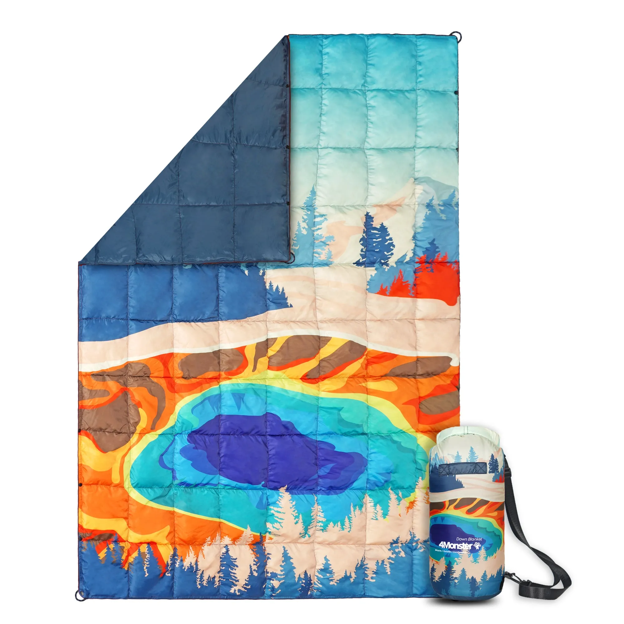 4Monster Down Puffy Camping Travel Blanket - Yellowstone National Park