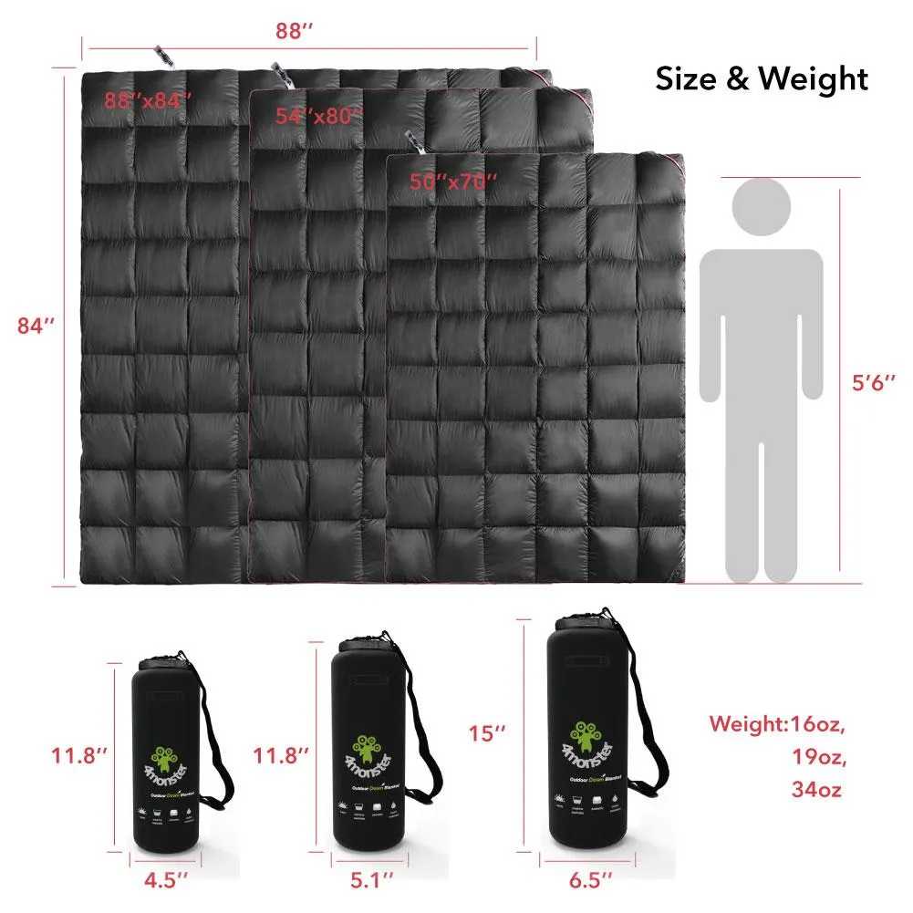 4Monster lightweight camping Packable Down Puffy Blanket -  Trellis