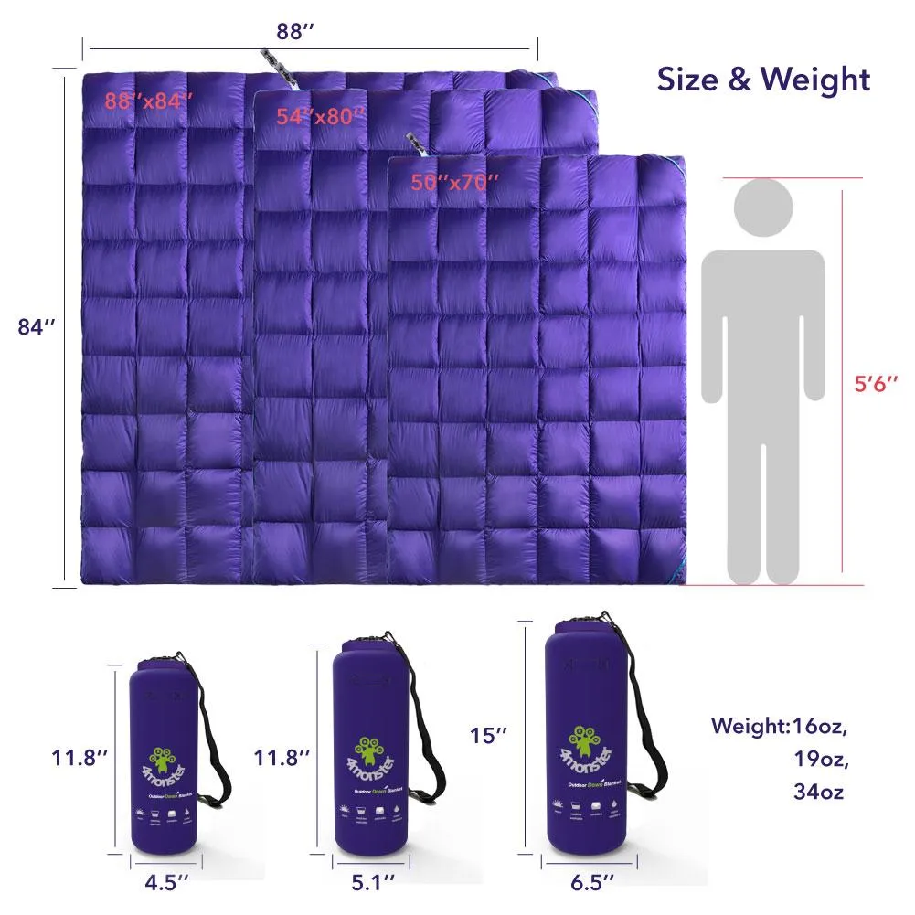 4Monster lightweight camping Packable Down Puffy Blanket -  Trellis