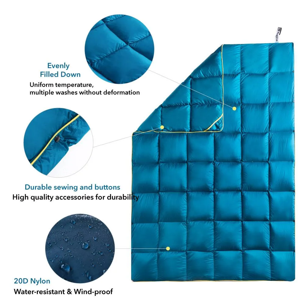 4Monster lightweight camping Packable Down Puffy Blanket -  Trellis