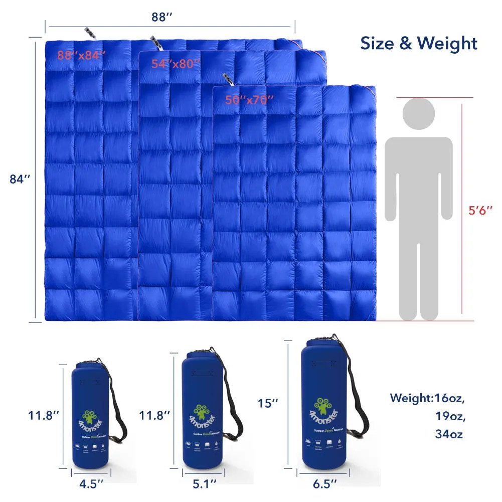 4Monster lightweight camping Packable Down Puffy Blanket -  Trellis