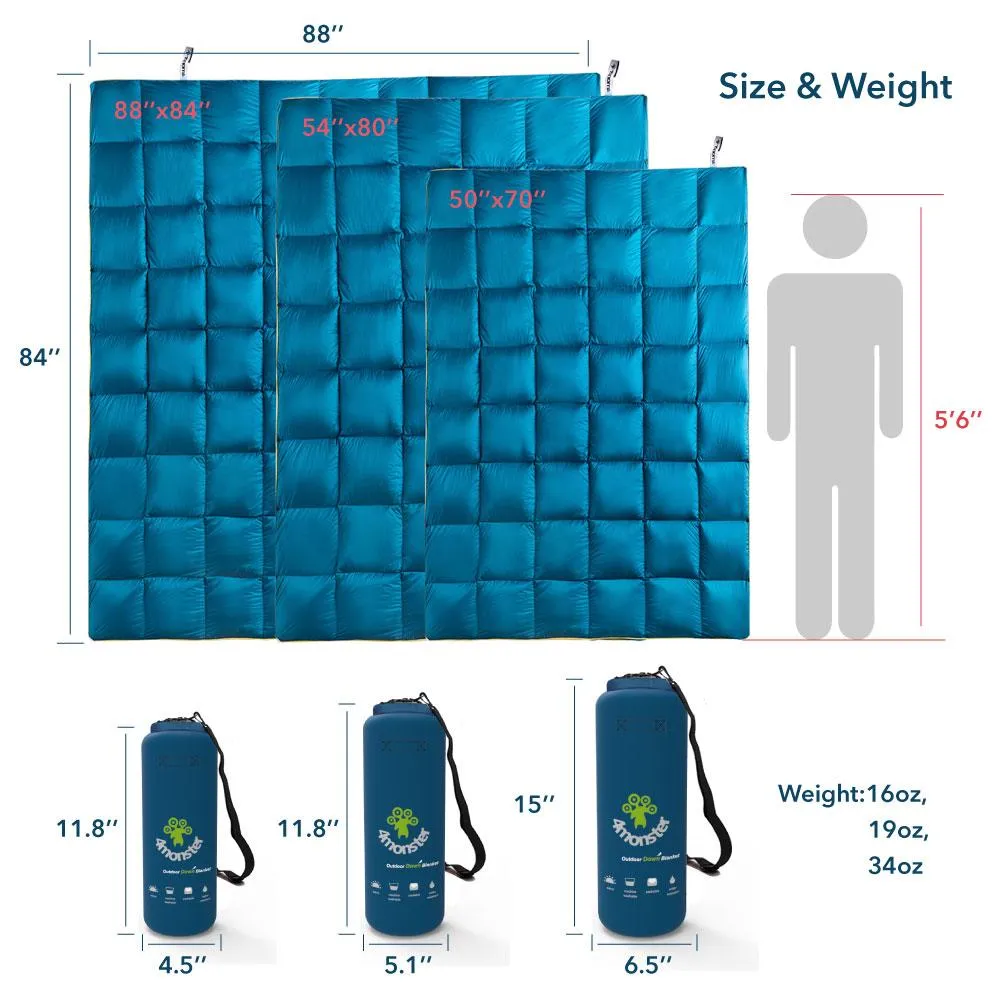 4Monster lightweight camping Packable Down Puffy Blanket -  Trellis