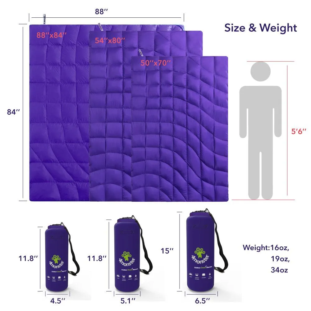 4Monster lightweight camping Packable Down Puffy Blanket -  Water ripples
