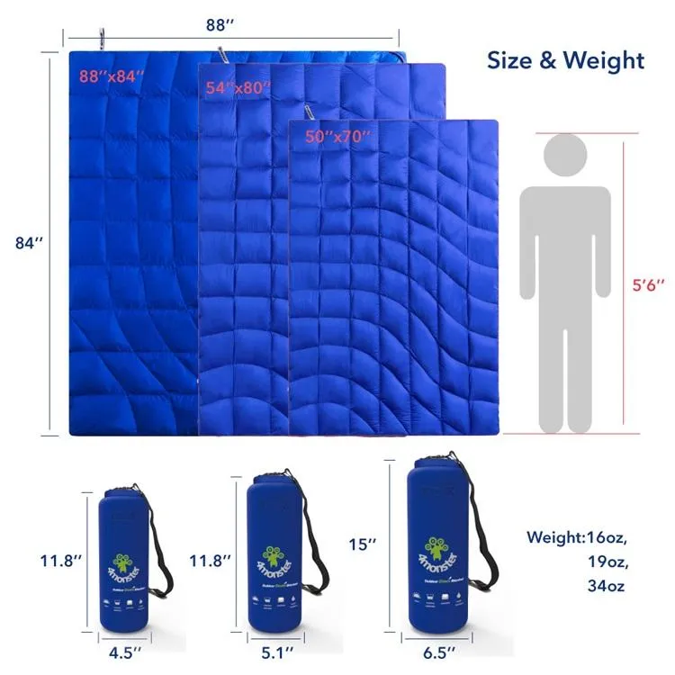 4Monster lightweight camping Packable Down Puffy Blanket -  Water ripples