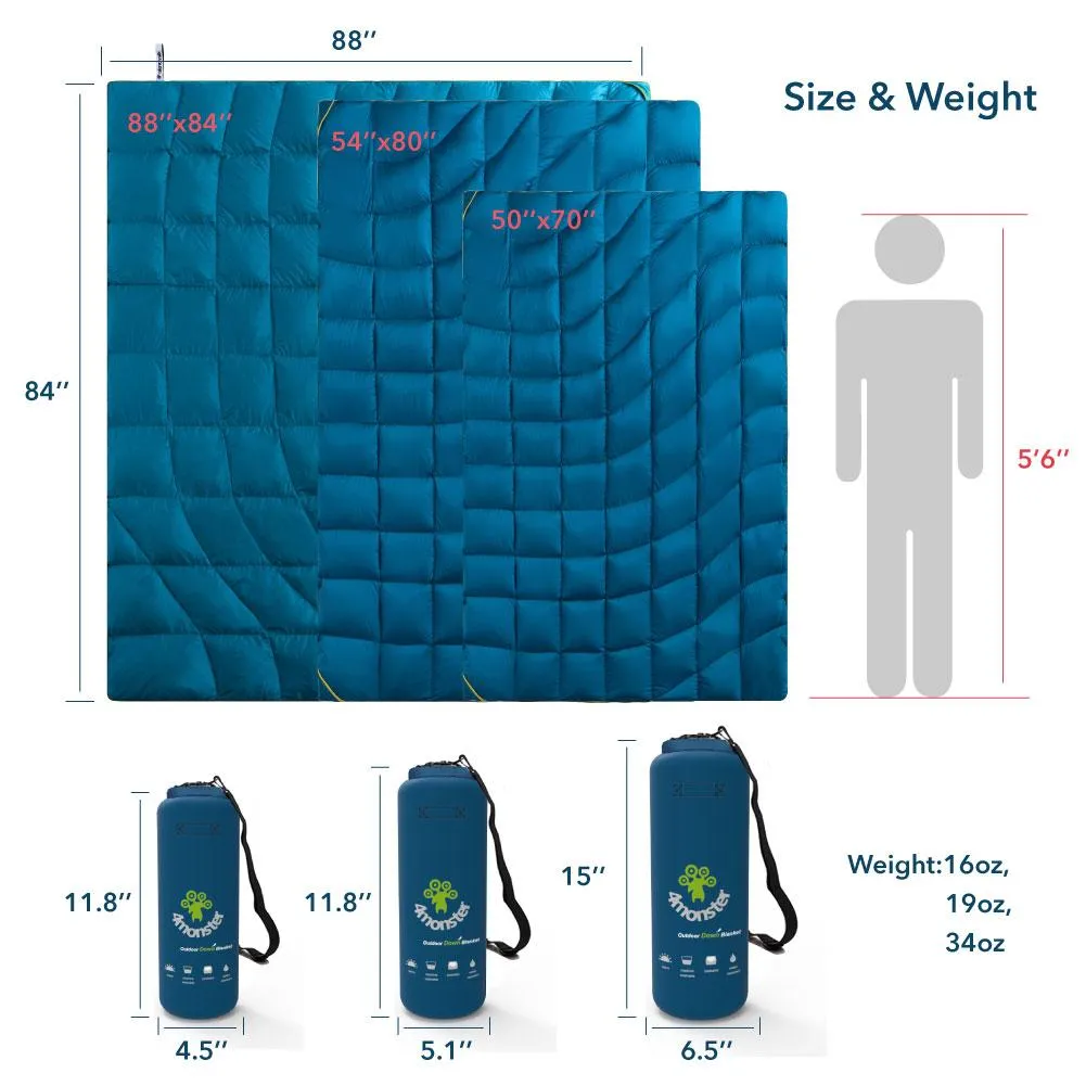 4Monster lightweight camping Packable Down Puffy Blanket -  Water ripples