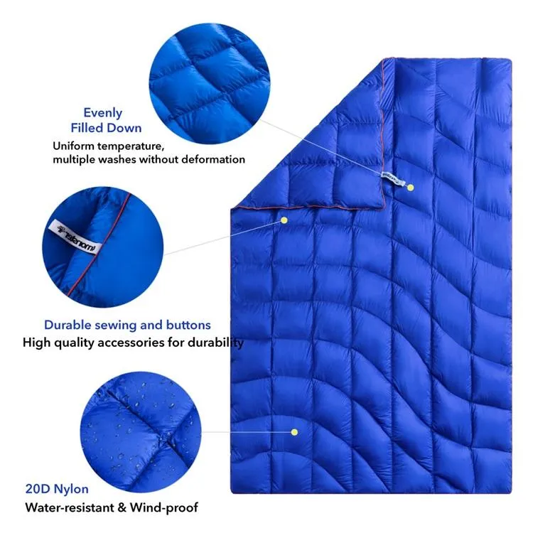 4Monster lightweight camping Packable Down Puffy Blanket -  Water ripples