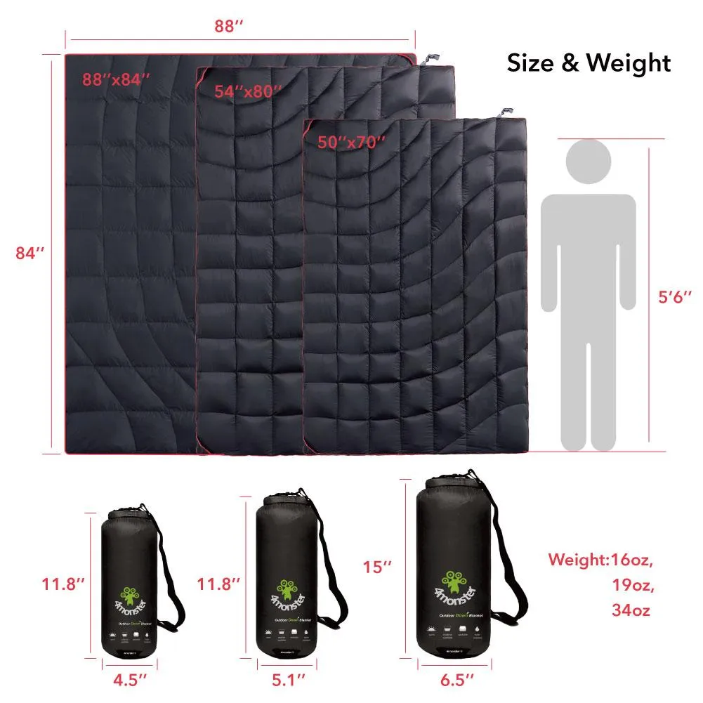 4Monster lightweight camping Packable Down Puffy Blanket -  Water ripples