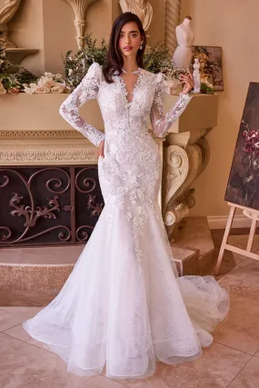 ANDREA & LEO WL036 Long Sleeve Lace Mermaid Bridal Gown
