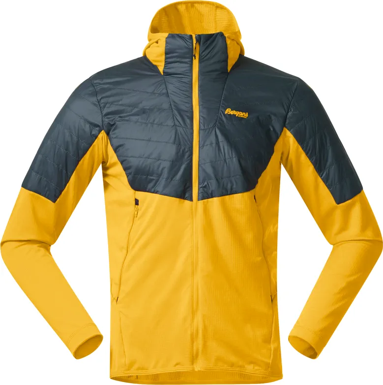 Bergans Men&#x27;s Senja Midlayer Hood Jacket Light Golden Yellow/Orion Blue | Buy Bergans Men&#x27;s Senja Midlayer Hood Jacket Light Golden Yellow/Orion Blue here | Outnorth