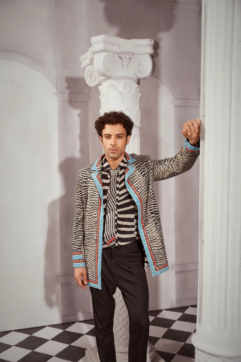 Black & White Byzantine Print Trench