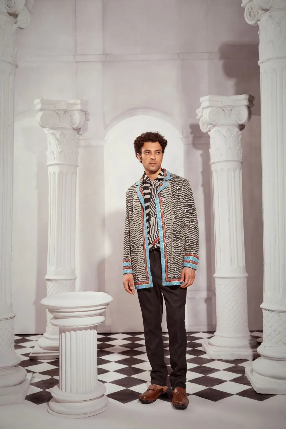 Black & White Byzantine Print Trench