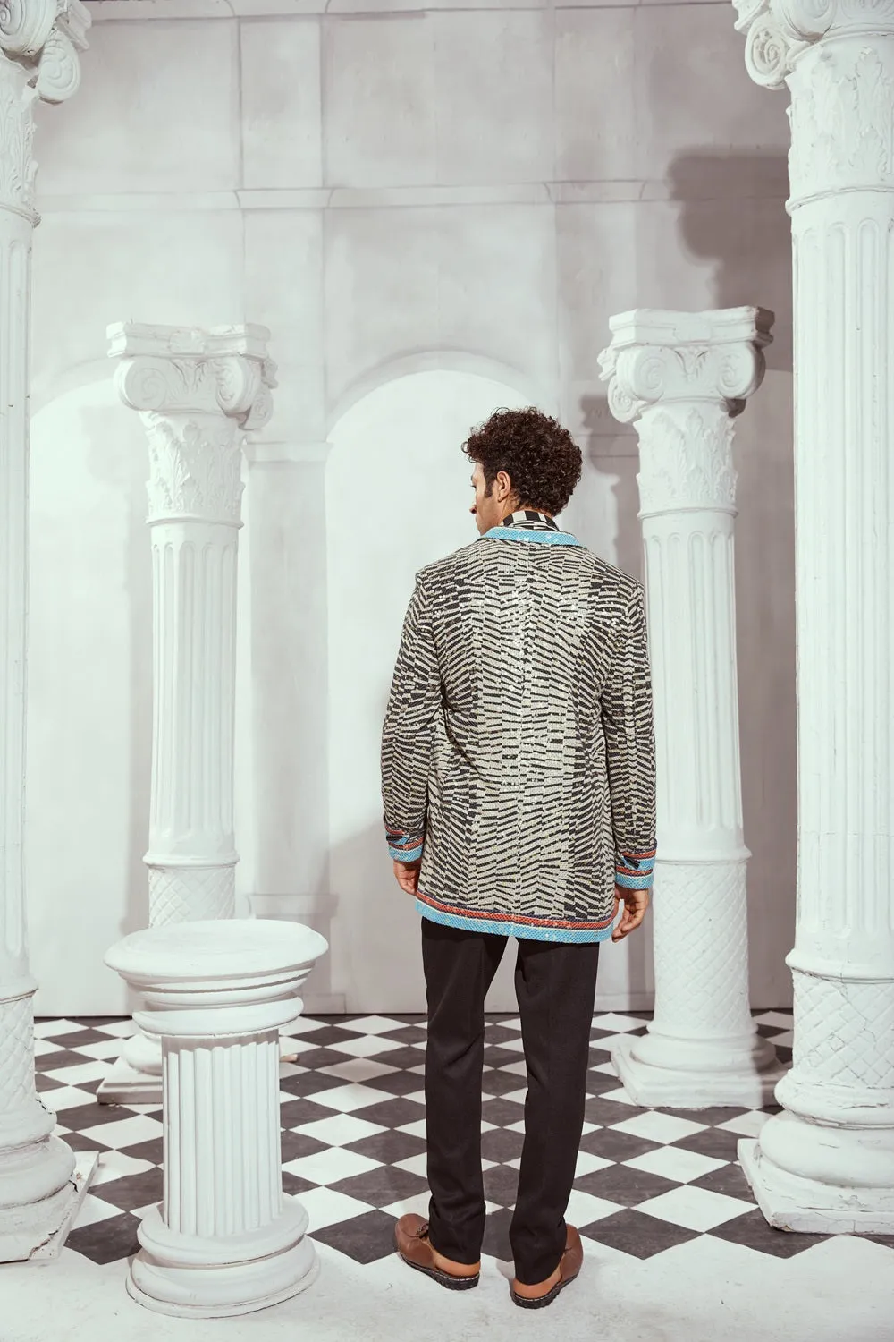 Black & White Byzantine Print Trench