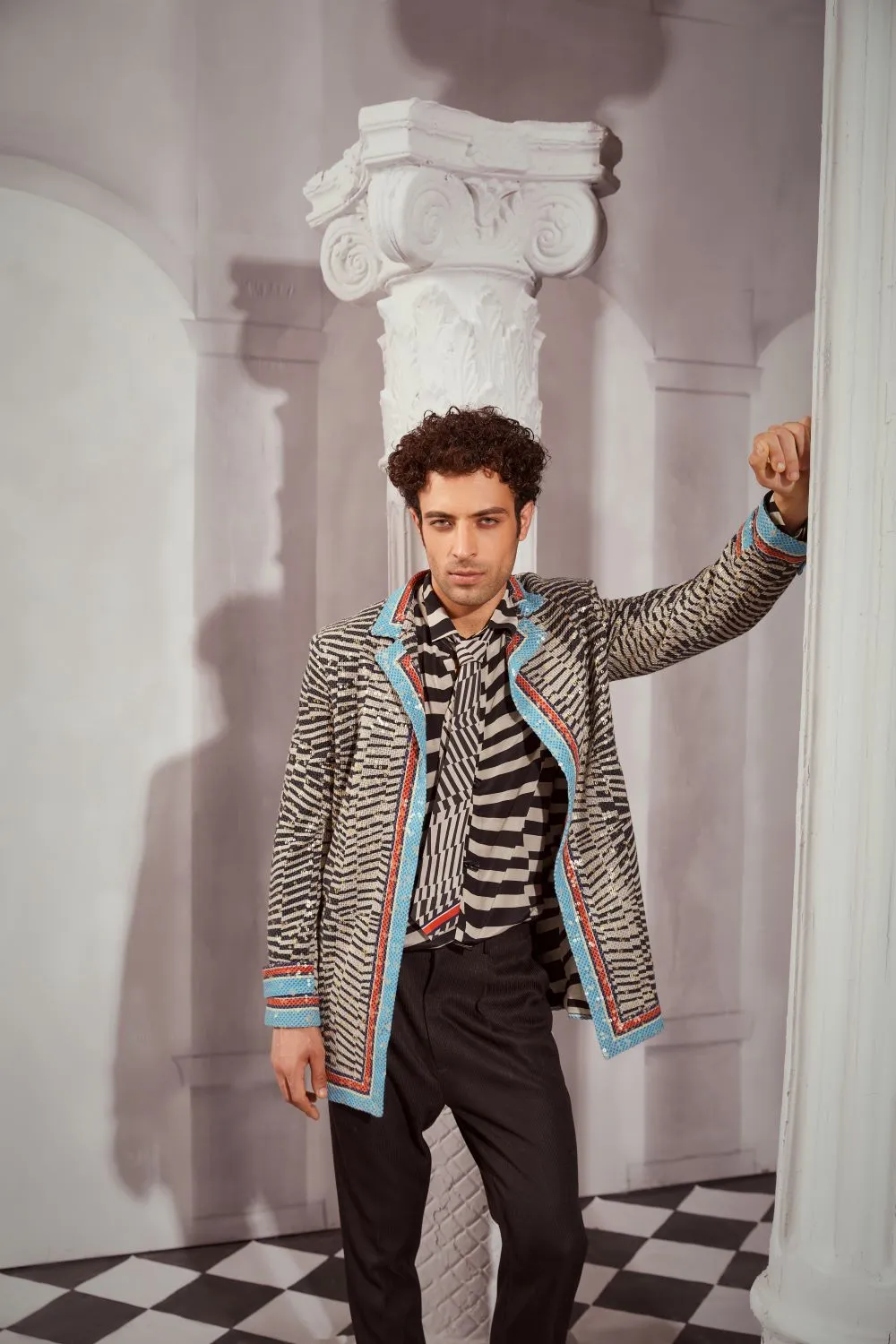 Black & White Byzantine Print Trench