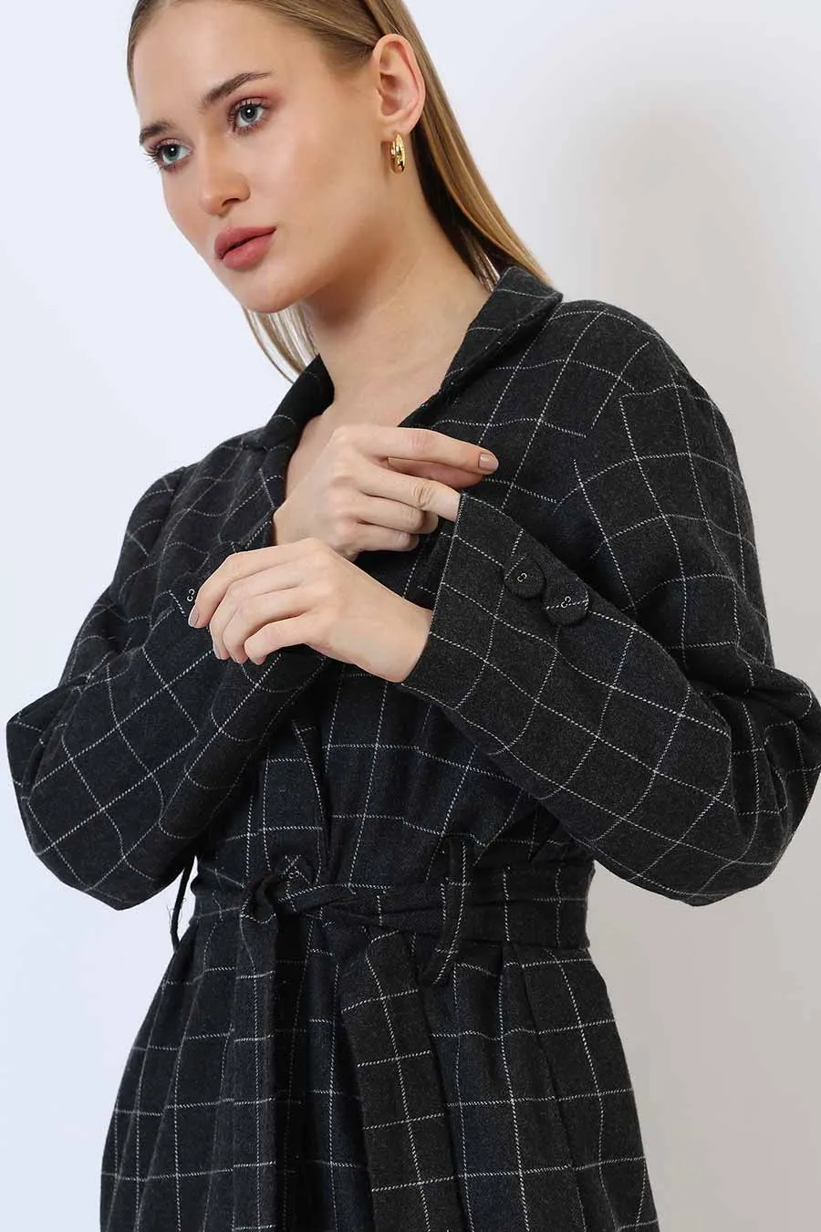 Black Parisian Charm Long Trench Coat