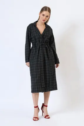 Black Parisian Charm Long Trench Coat