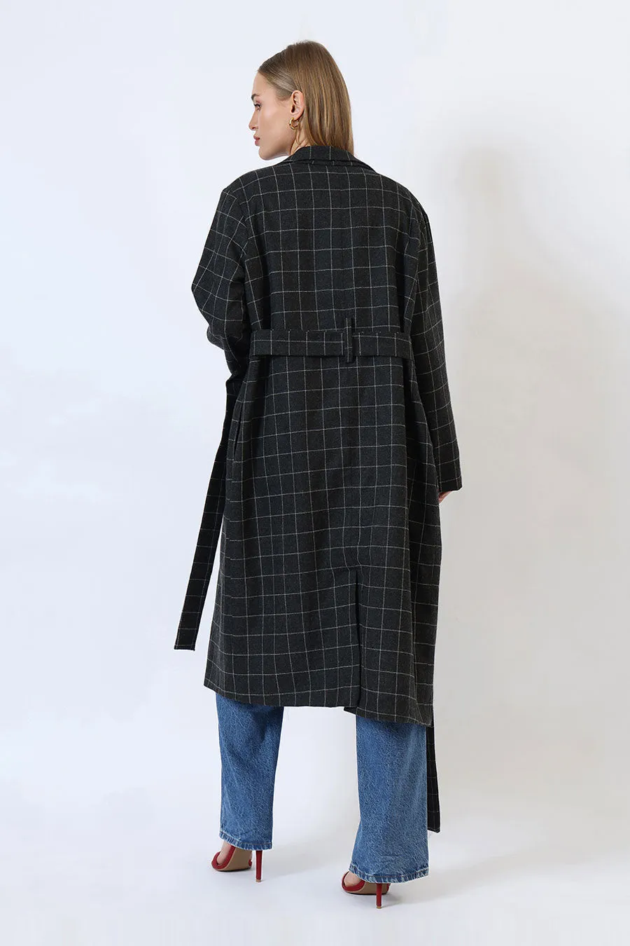 Black Parisian Charm Long Trench Coat