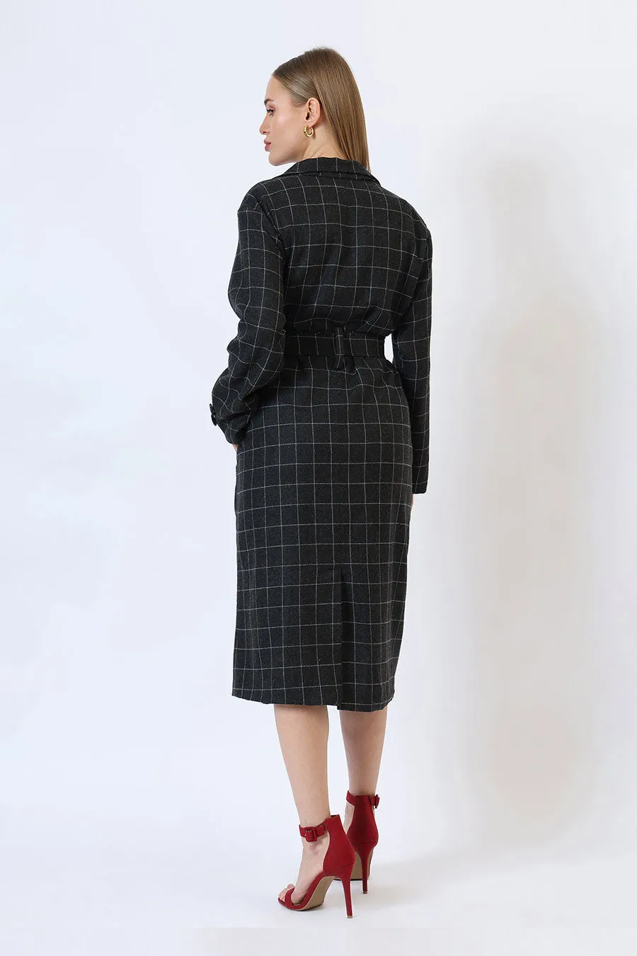 Black Parisian Charm Long Trench Coat
