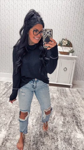 Black Ultra Soft Turtleneck Top
