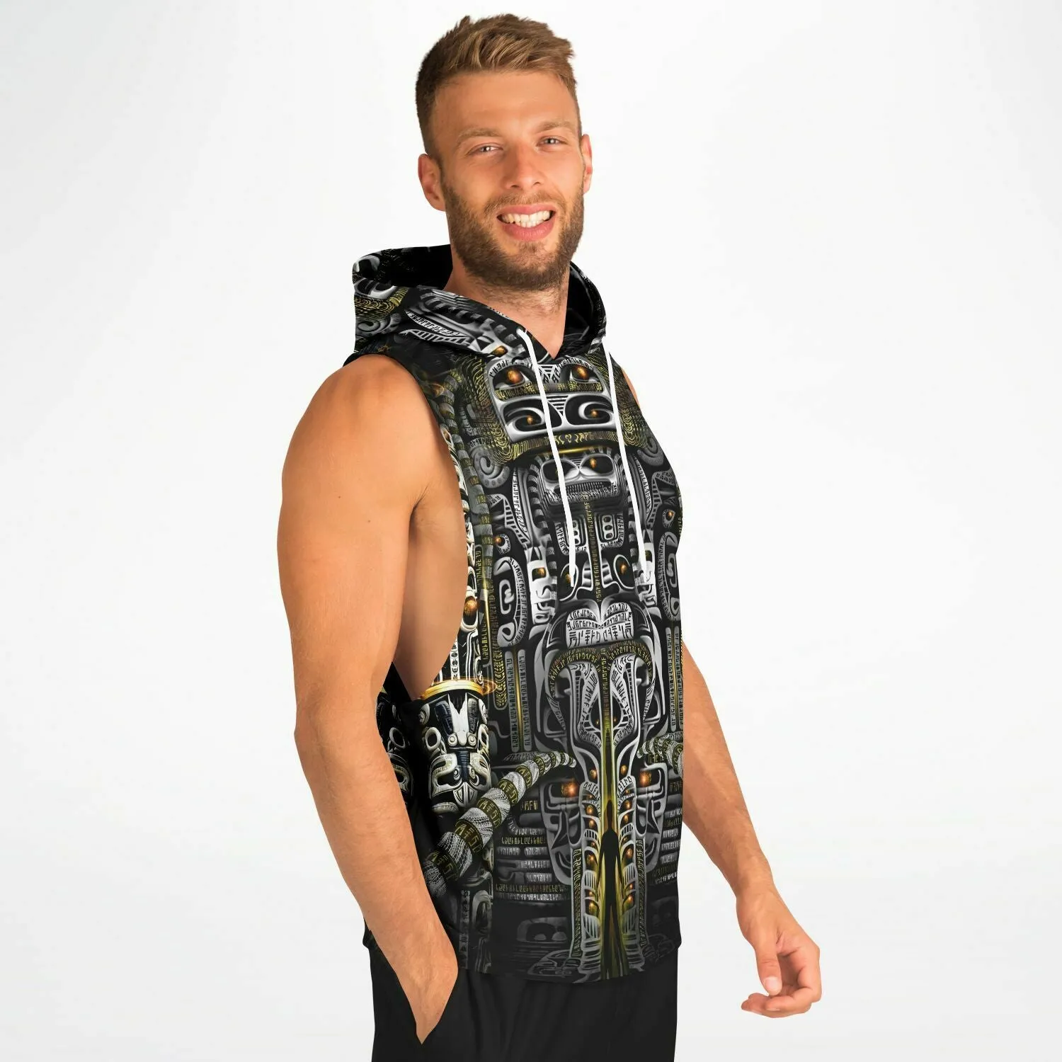 Blitzed Fashion Drop Armhole Hoodie - Hooded Tank Top