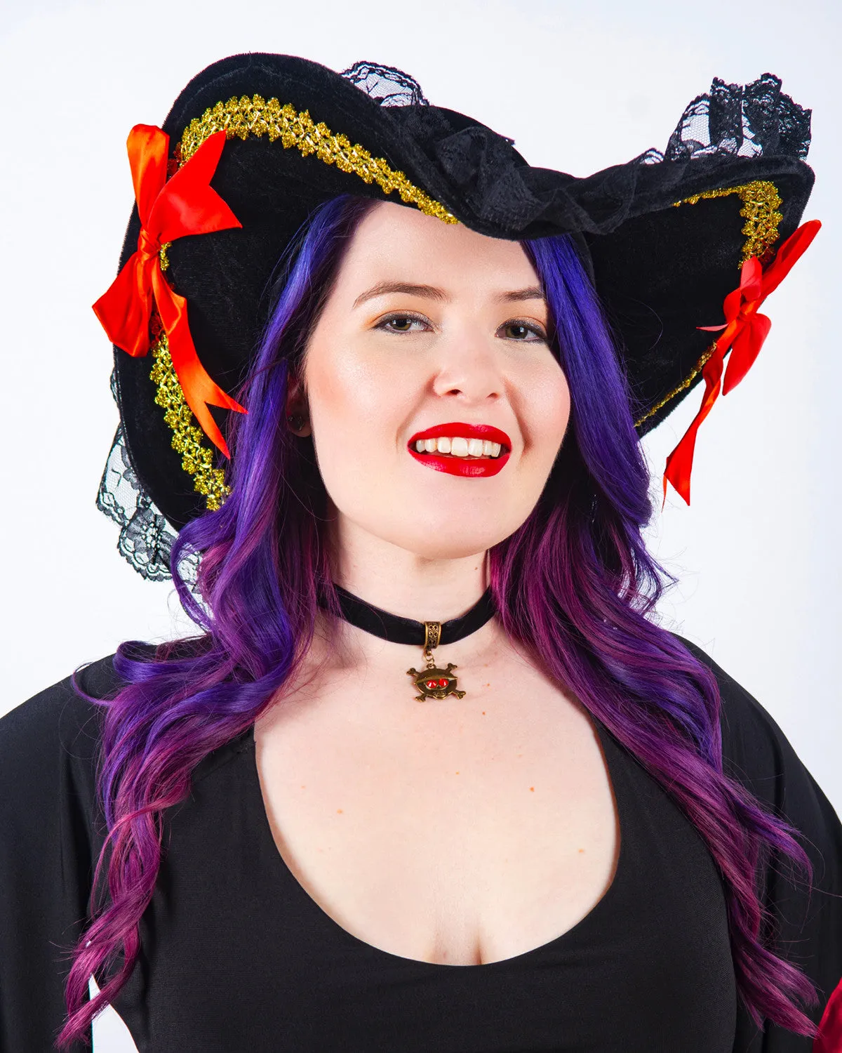 Buccaneer Pirate Costume with Treasure Top, Burgundy