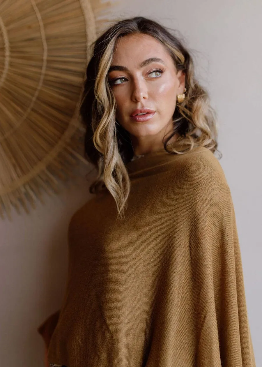 Carrie Cashmere/Bamboo Poncho - Cumin