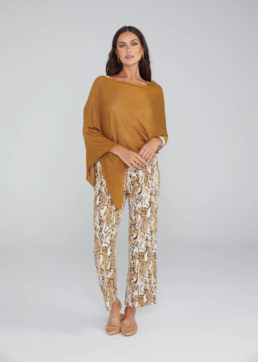 Carrie Cashmere/Bamboo Poncho - Cumin