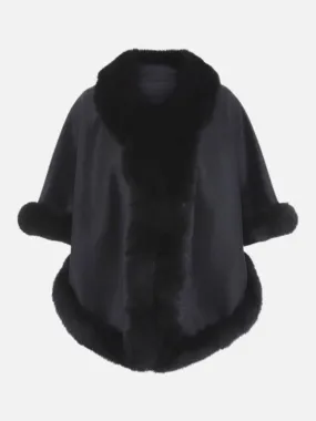 Chadron Cape, 65 cm. - Thinner Double Face Wool - Black / Sjal