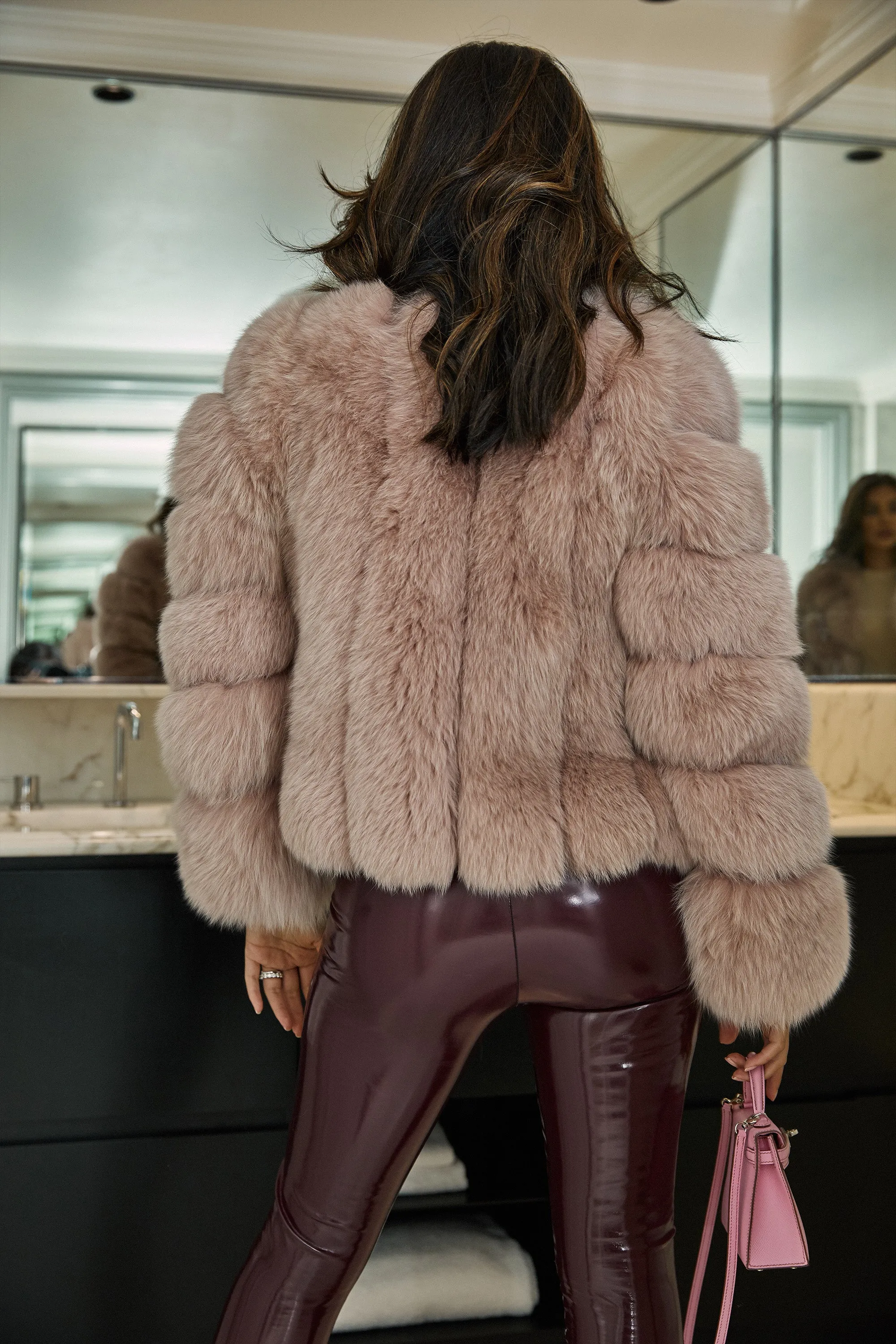 Chevron Fox Fur Coat