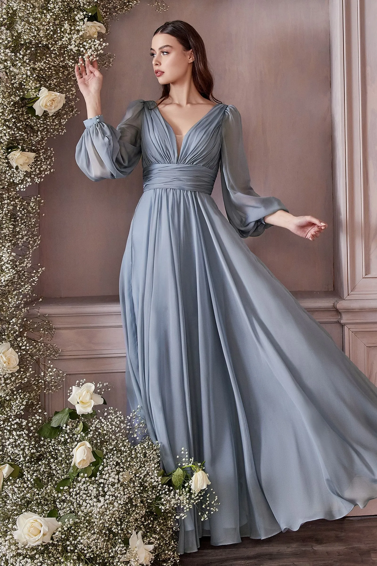 Chiffon Long Sleeve Dress Sale