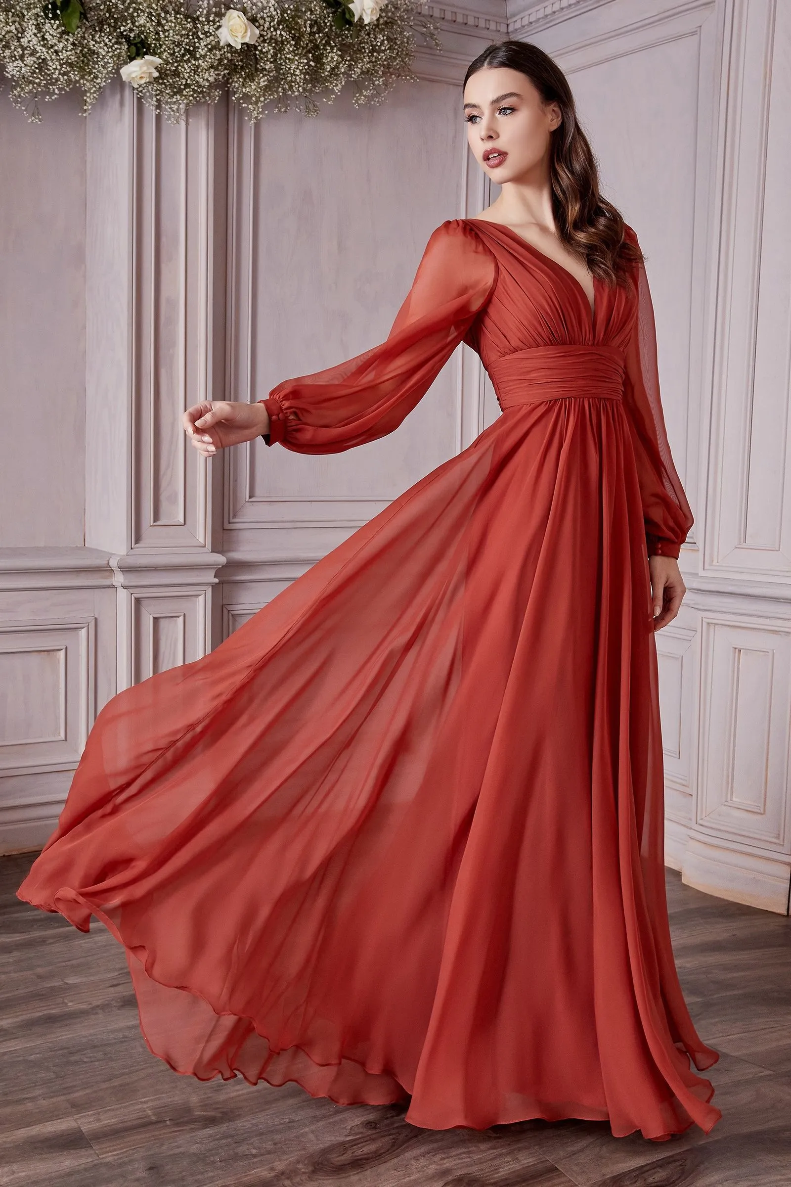 Chiffon Long Sleeve Dress Sale