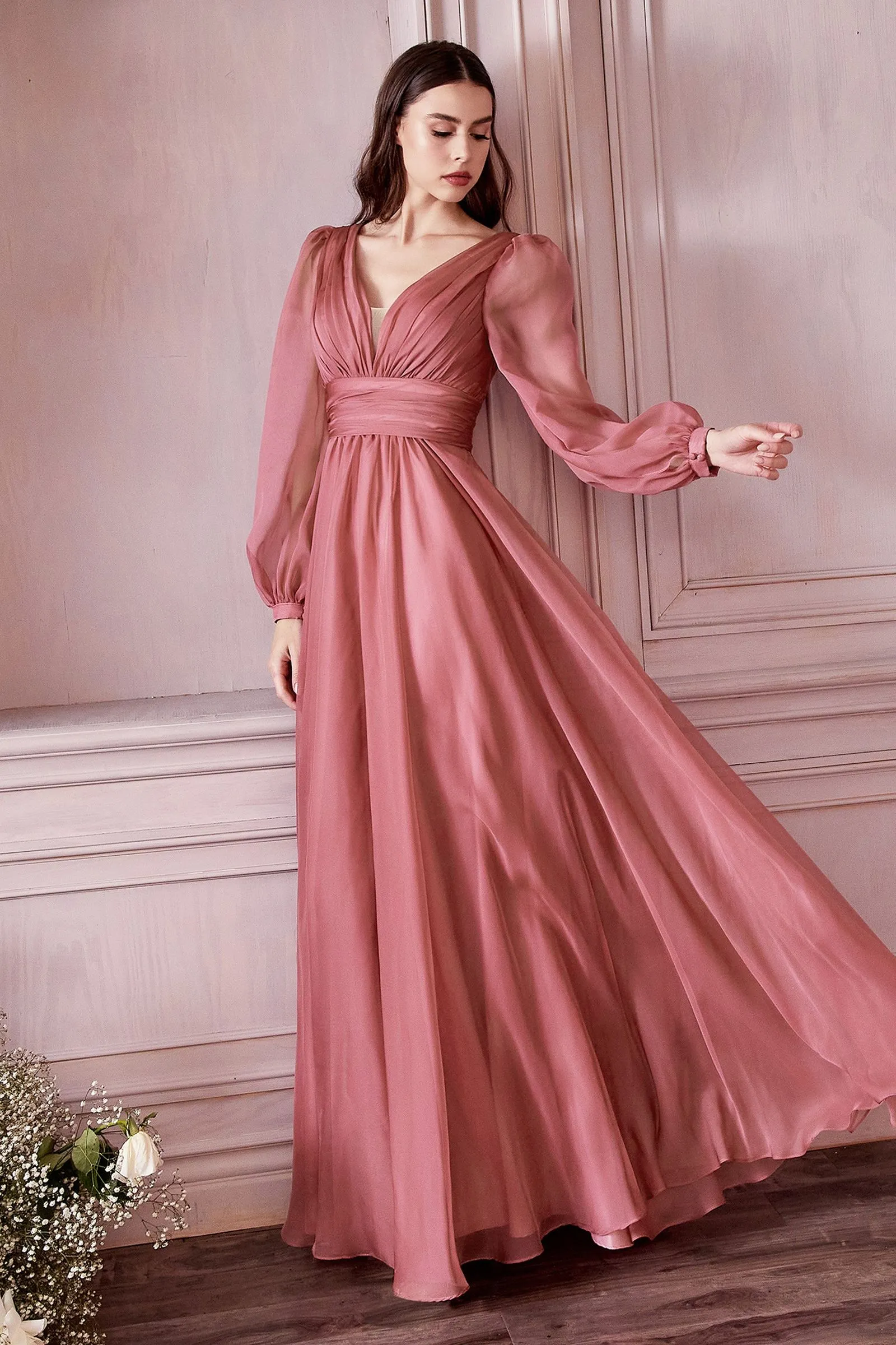 Chiffon Long Sleeve Dress Sale