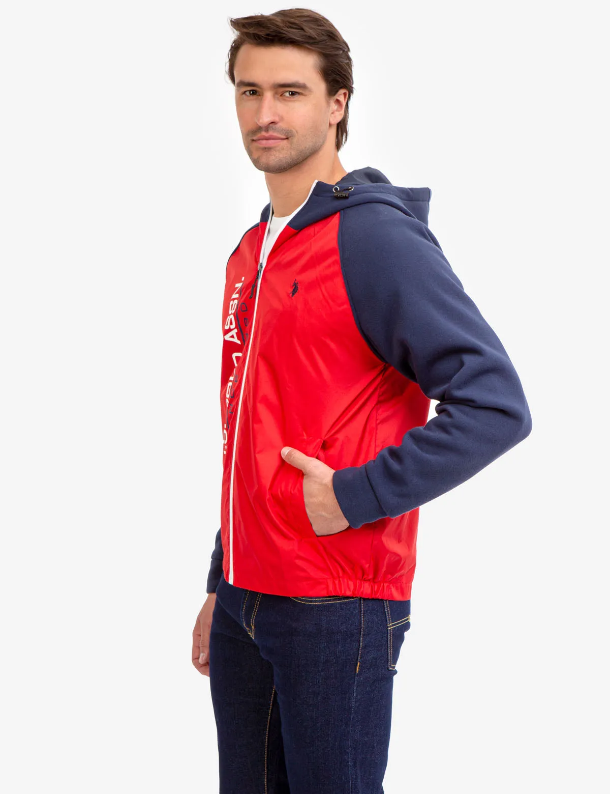 COLORBLOCK FLEECE HOODED JACKET