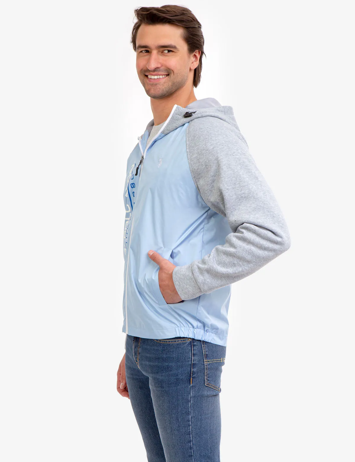COLORBLOCK FLEECE HOODED JACKET