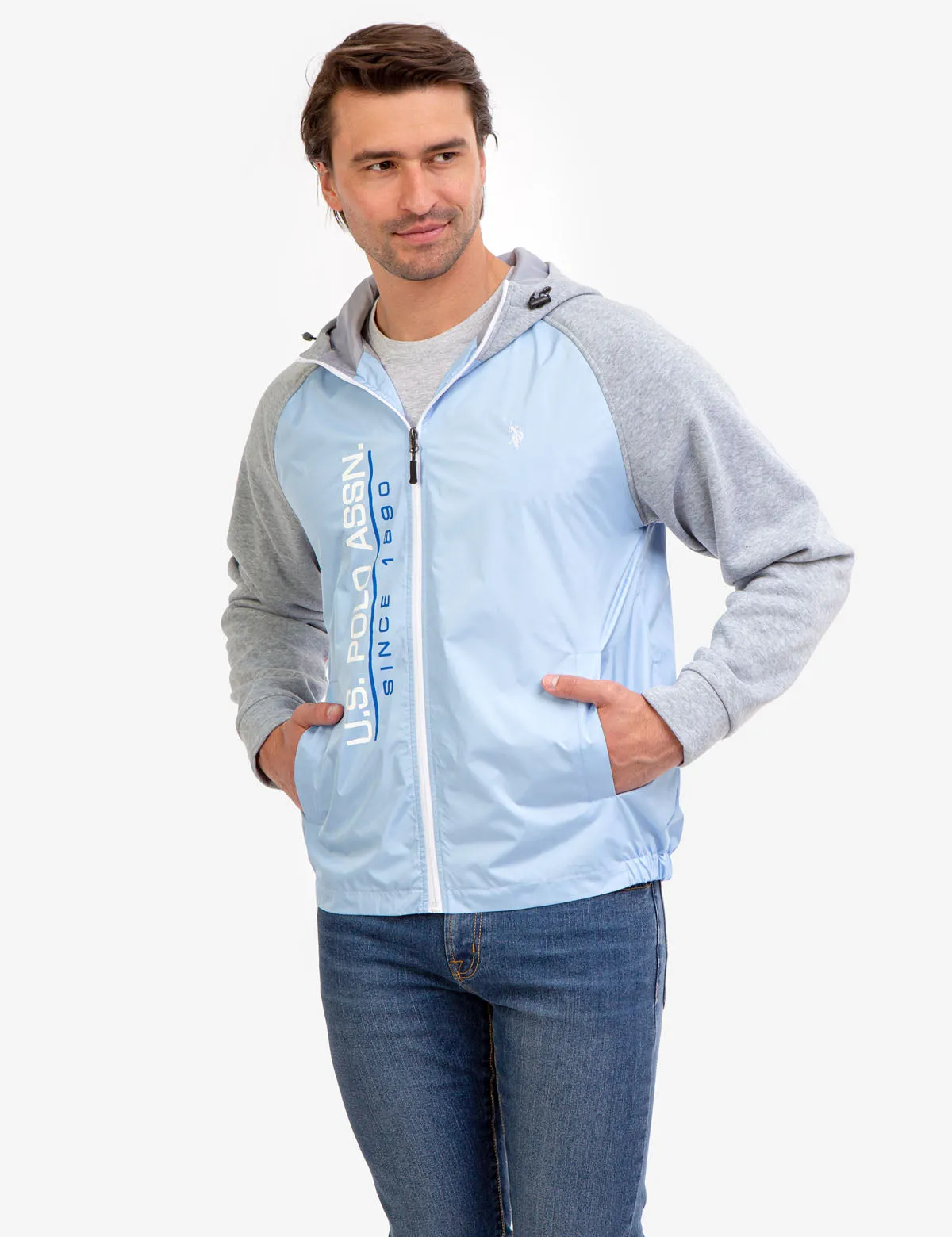 COLORBLOCK FLEECE HOODED JACKET