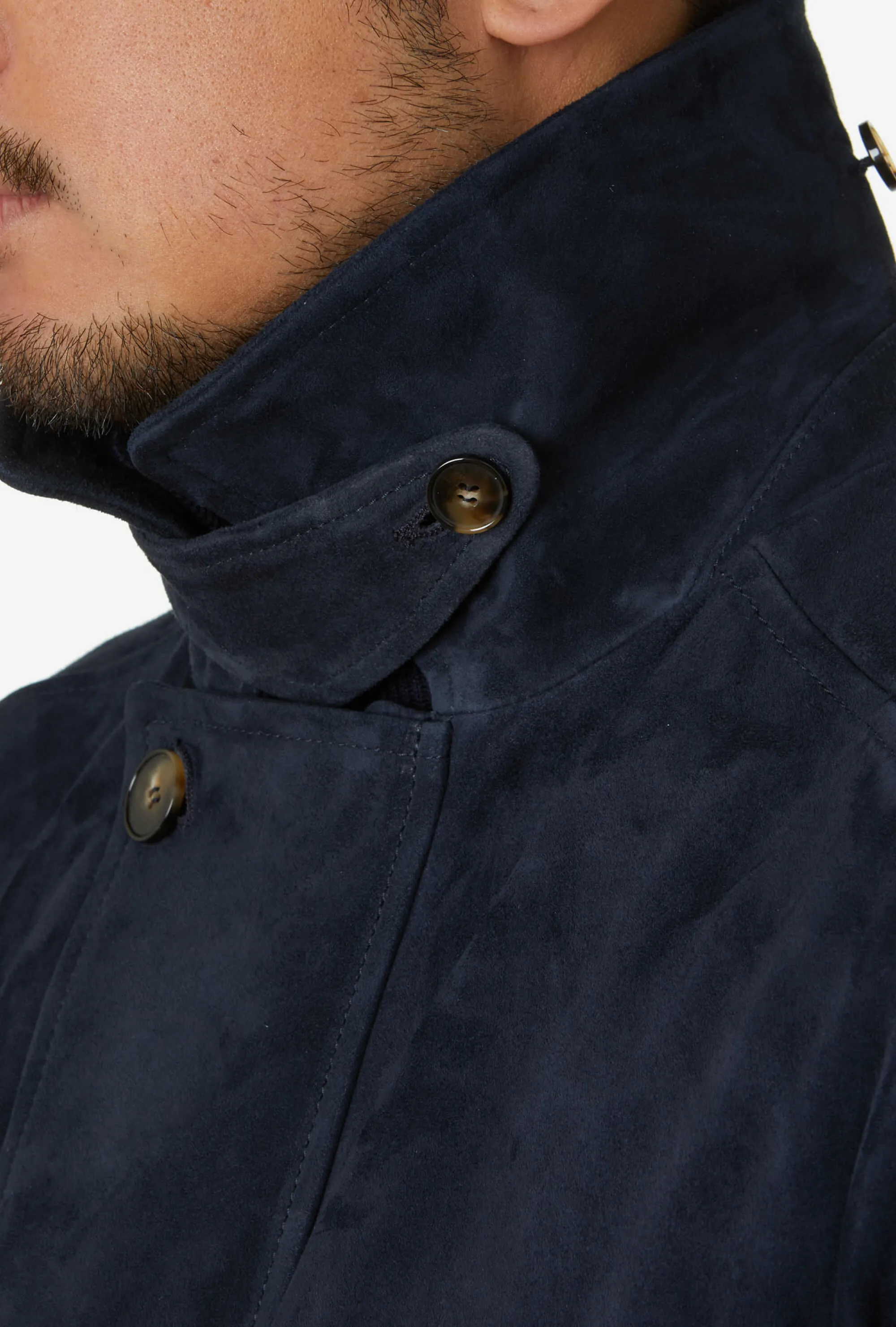 Country Coat Navy Suede
