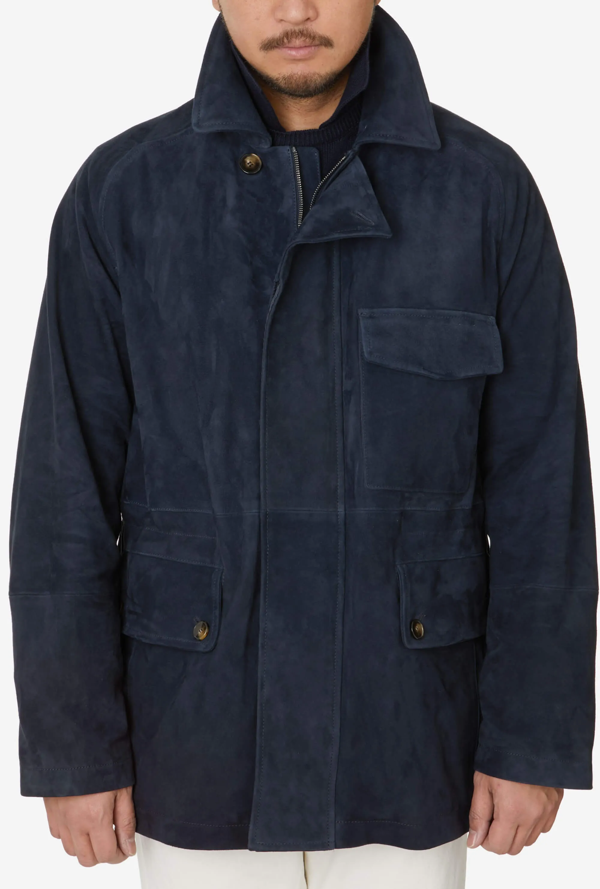 Country Coat Navy Suede