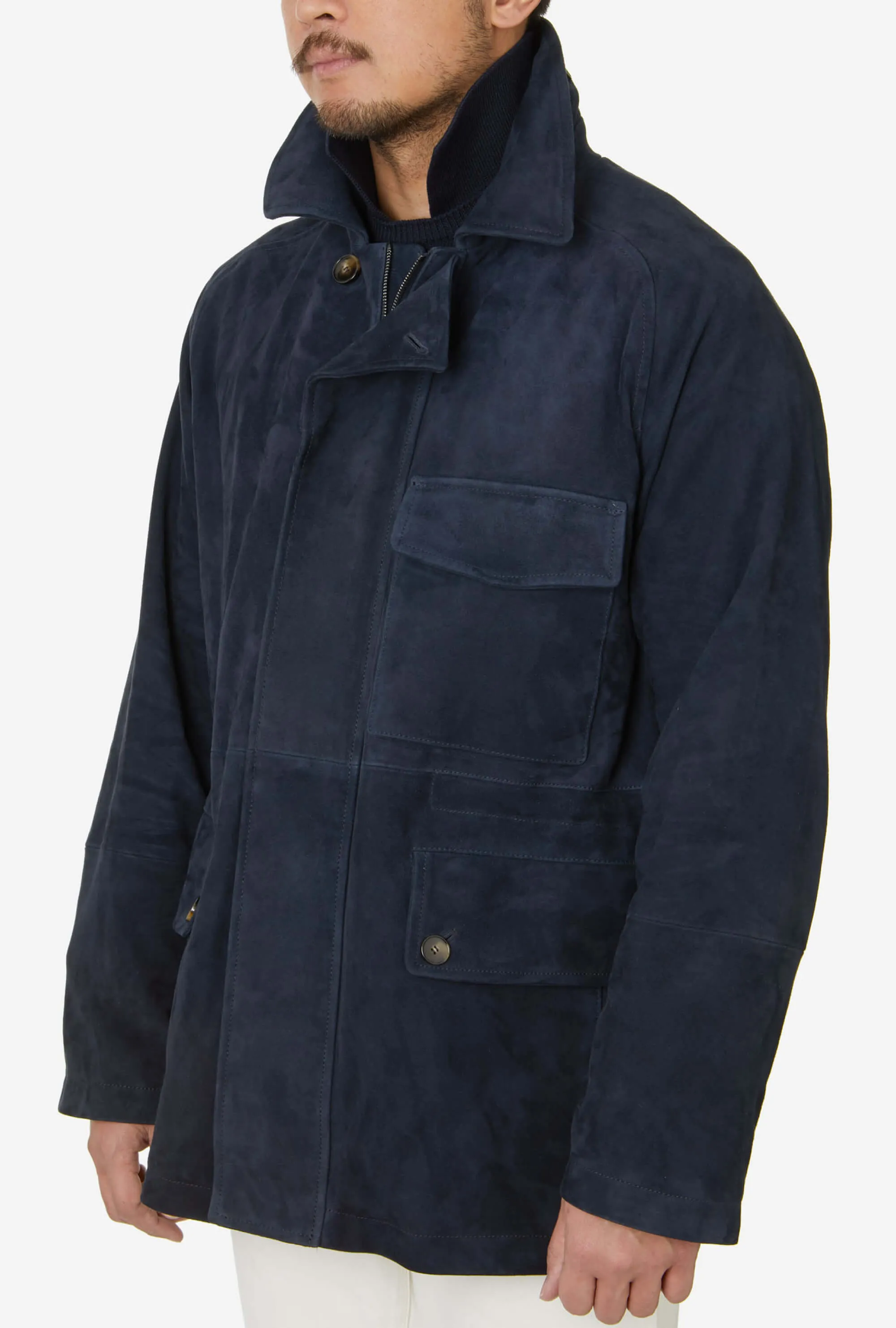 Country Coat Navy Suede