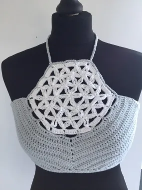 Crochet Festival Halter Top - Handmade