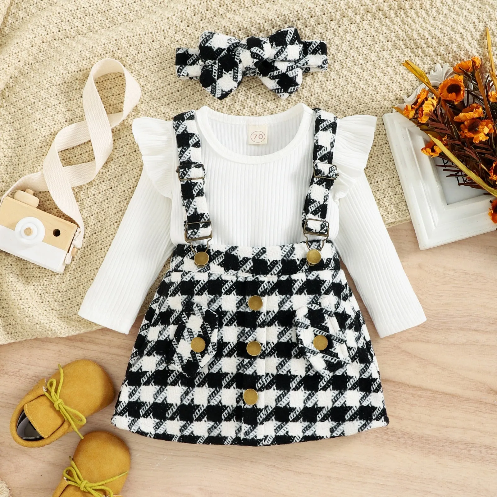Dion Houndstooth Pinafore Set