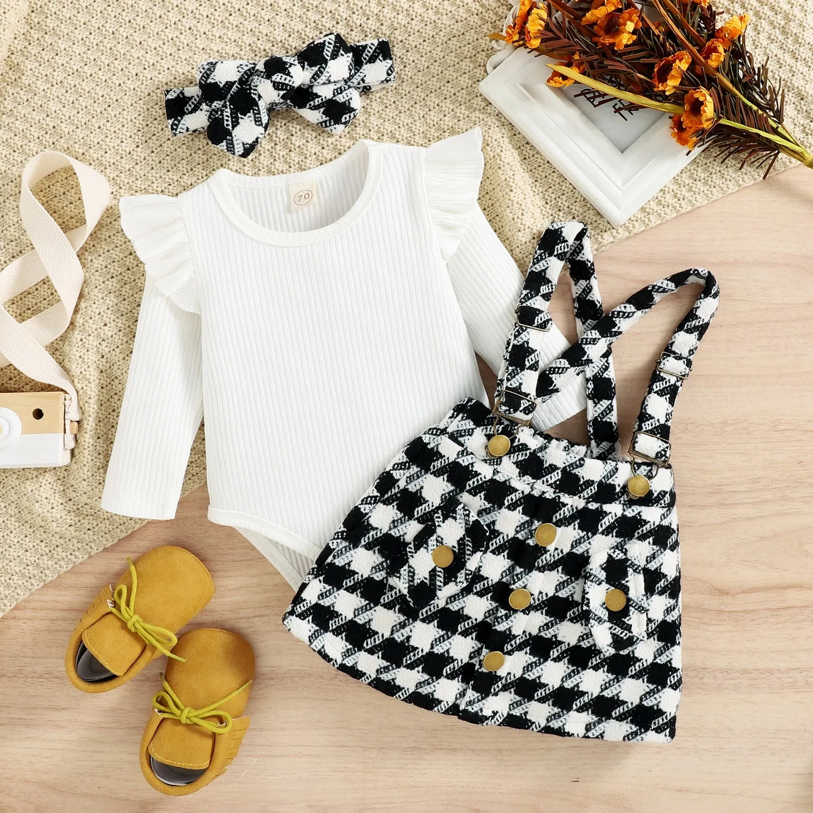Dion Houndstooth Pinafore Set