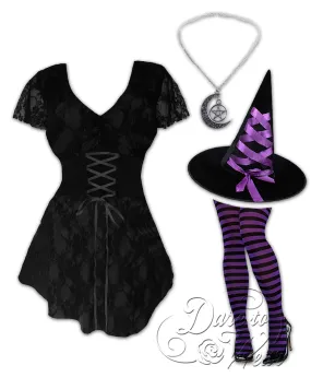 Enchantress Witch Costume with Sweetheart Top, Black
