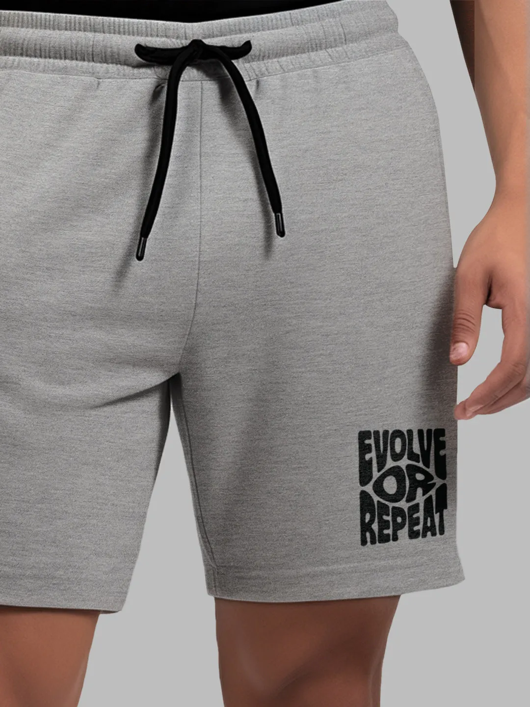 Evolve Or Repeat Cotton Mens T Shirt and Shorts Combo Set (Plus Size)