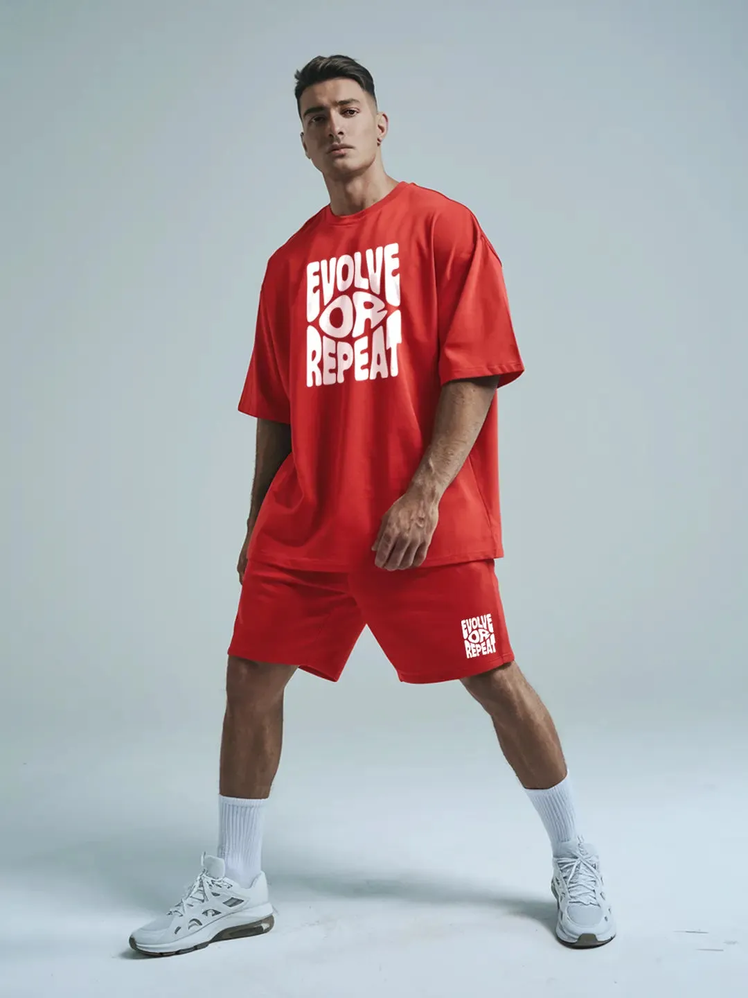 Evolve Or Repeat Cotton Mens T Shirt and Shorts Combo Set