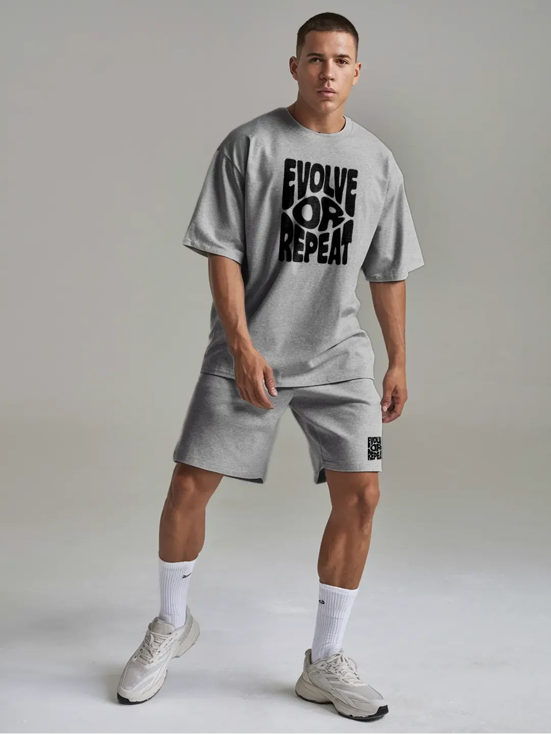 Evolve Or Repeat Cotton Mens T Shirt and Shorts Combo Set