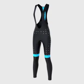 Fdx Polka Dots Sky Blue Women's & Girl's Winter Cycling Padded Bib Tights