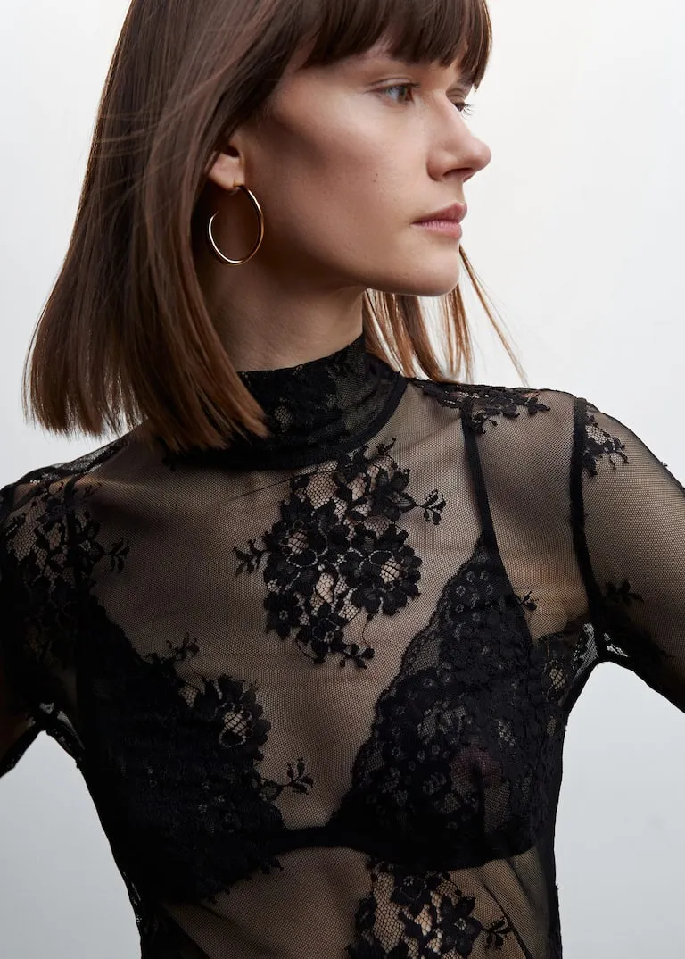 Floral lace T-shirt