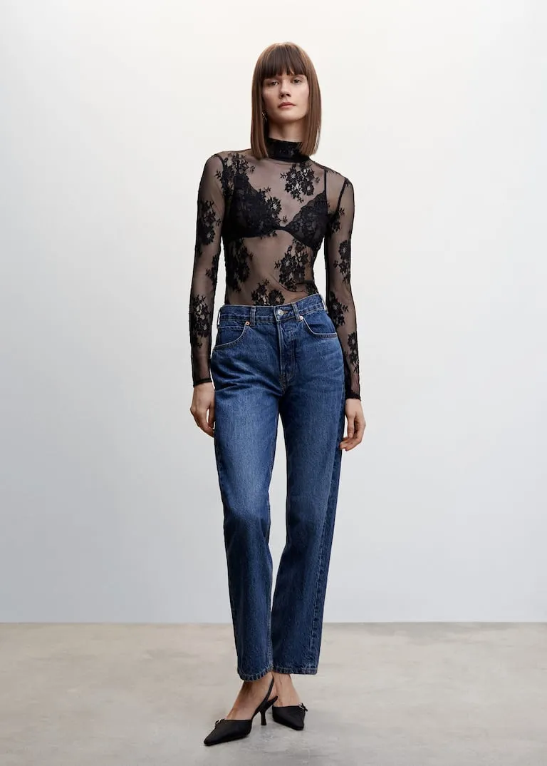 Floral lace T-shirt